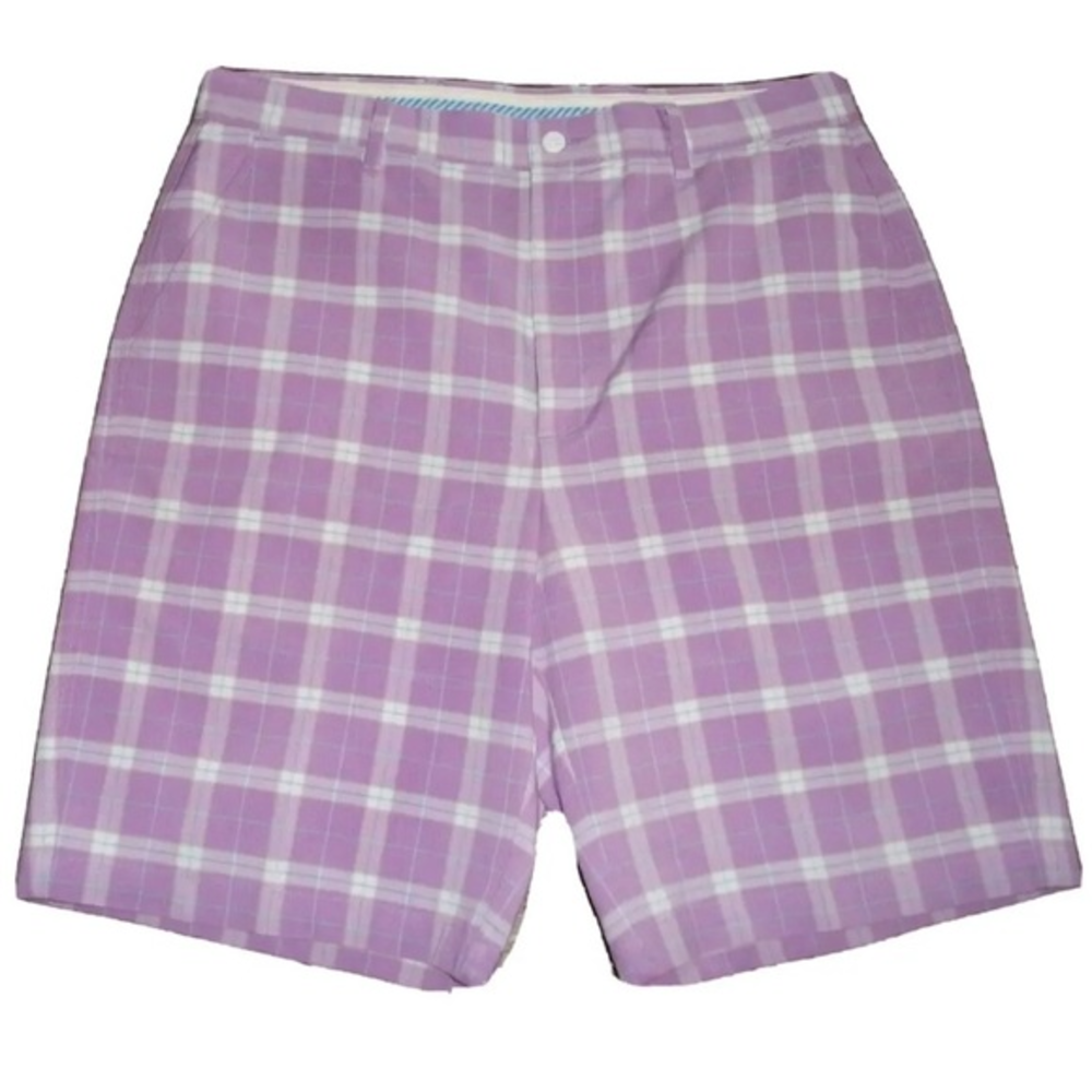 FootJoy Purple Plaid Men's Flat Front Shorts